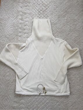 Varley Hannah Cowl Turtleneck Sweater, Small, Cream, Egret